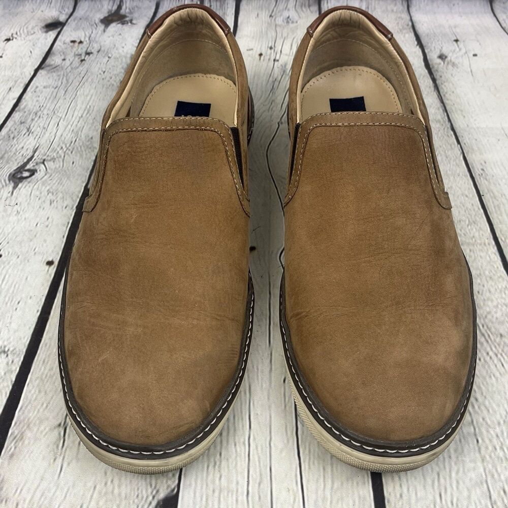 Johnston & Murphy McGuffey Slip On Shoe Sneaker Mens 11M Light Tan Oiled Leather - Picture 2 of 10